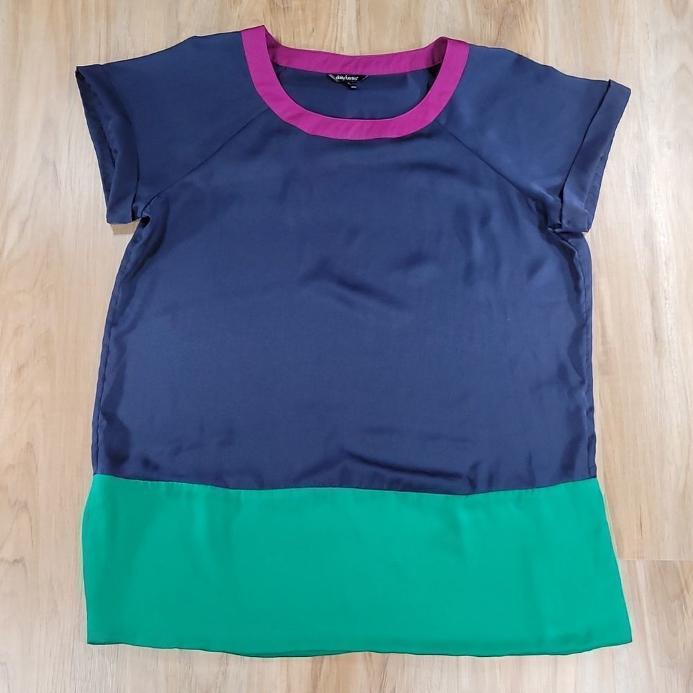 🔺️Daisy Fuentes Blue, Fuchsia, & Green Colorblock Shift Dress Large